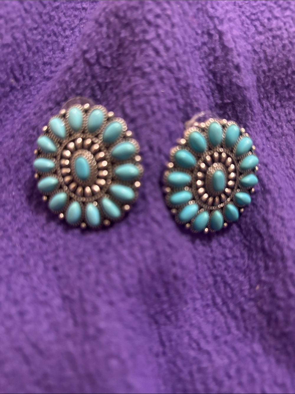 Turquoise Cluster Stud Earrings - Women Jewelry